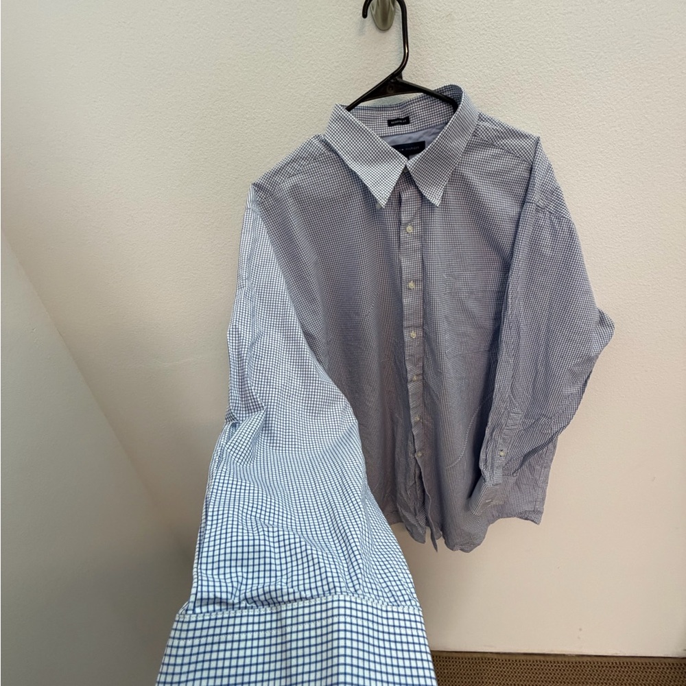 Tommy Hilfiger Men’s Blue Check Button-Up Shirt | Regular Fit | Size 17.5